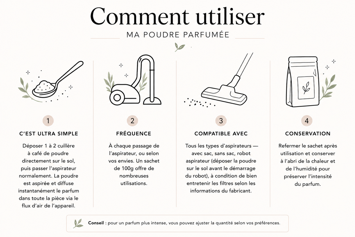 Poudre parfumée pour aspirateur – sans CMR - 100 g