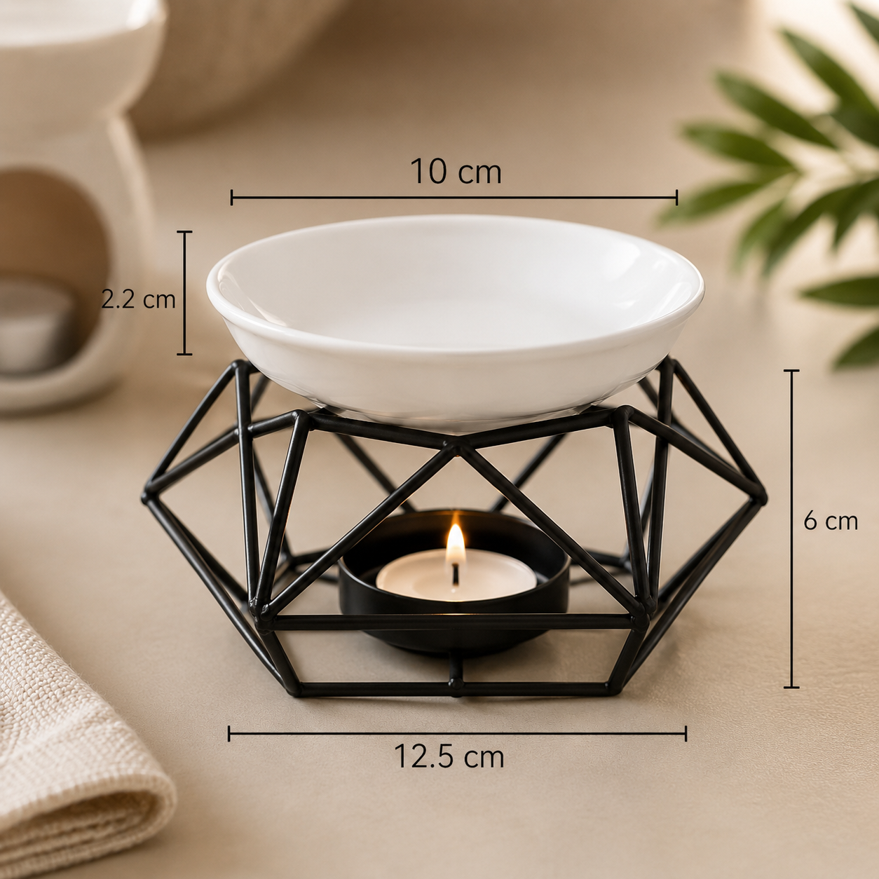 Brûleur à parfum design géométrique VerdePure – avec bougie chauffe-plat incluse